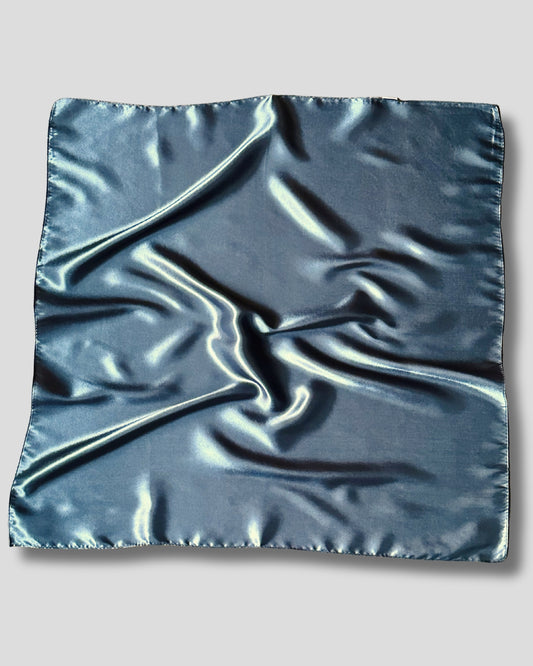 Gray satin square scarf on a light gray background