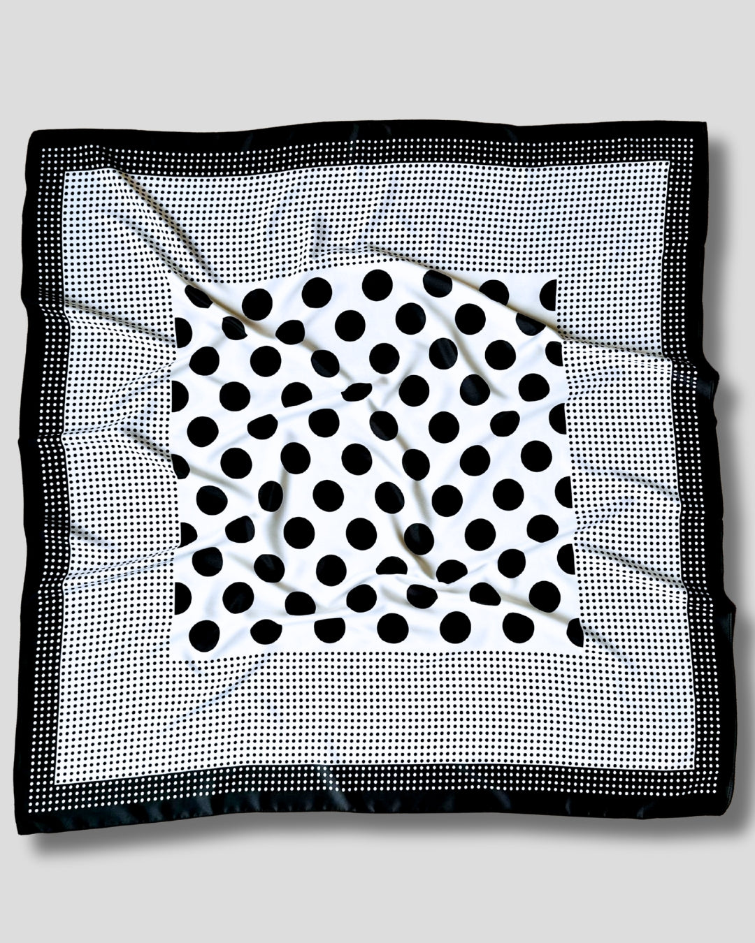 LARGE SQUARE POLKA DOT SCARF | BLACK, WHITE | 90X90 CM