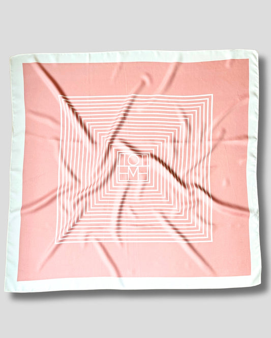 LARGE SQUARE GEOMETRIC SCARF | WHITE, PINK | 90X90 CM