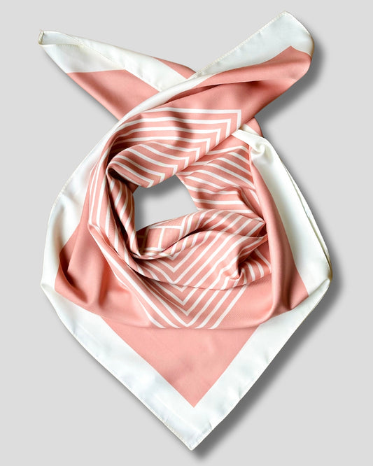 LARGE SQUARE GEOMETRIC SCARF | WHITE, PINK | 90X90 CM