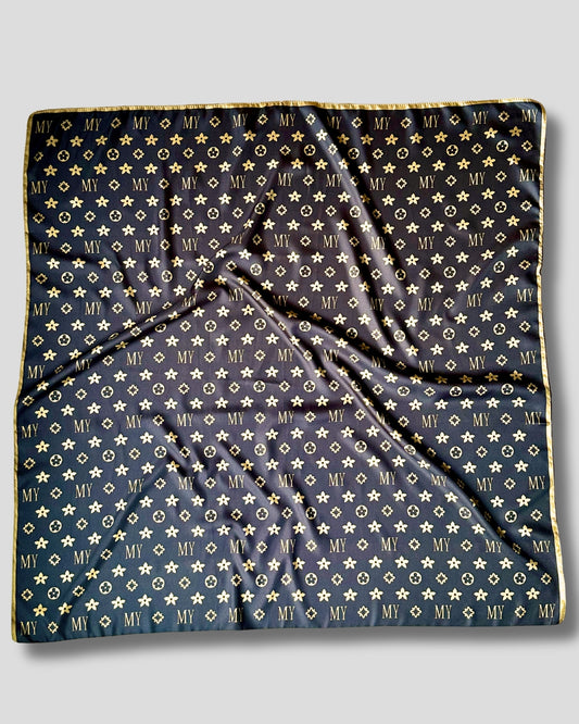 DIDELĖ KVADRATINĖ SIMBOLIŠKA ŠALIKĖ | RUDOS, SMĖLIO SPALVOS | 90X90 CM
