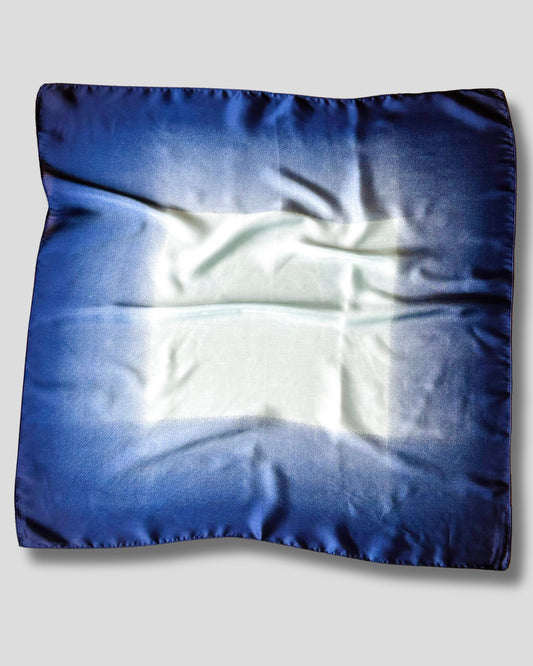 SQUARE SHINY AND ELEGANT SCARF | DARK BLUE, LIGHT BLUE | 60X60 CM