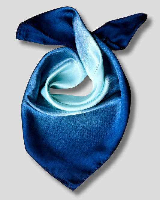 SQUARE SHINY AND ELEGANT SCARF | DARK BLUE, LIGHT BLUE | 60X60 CM