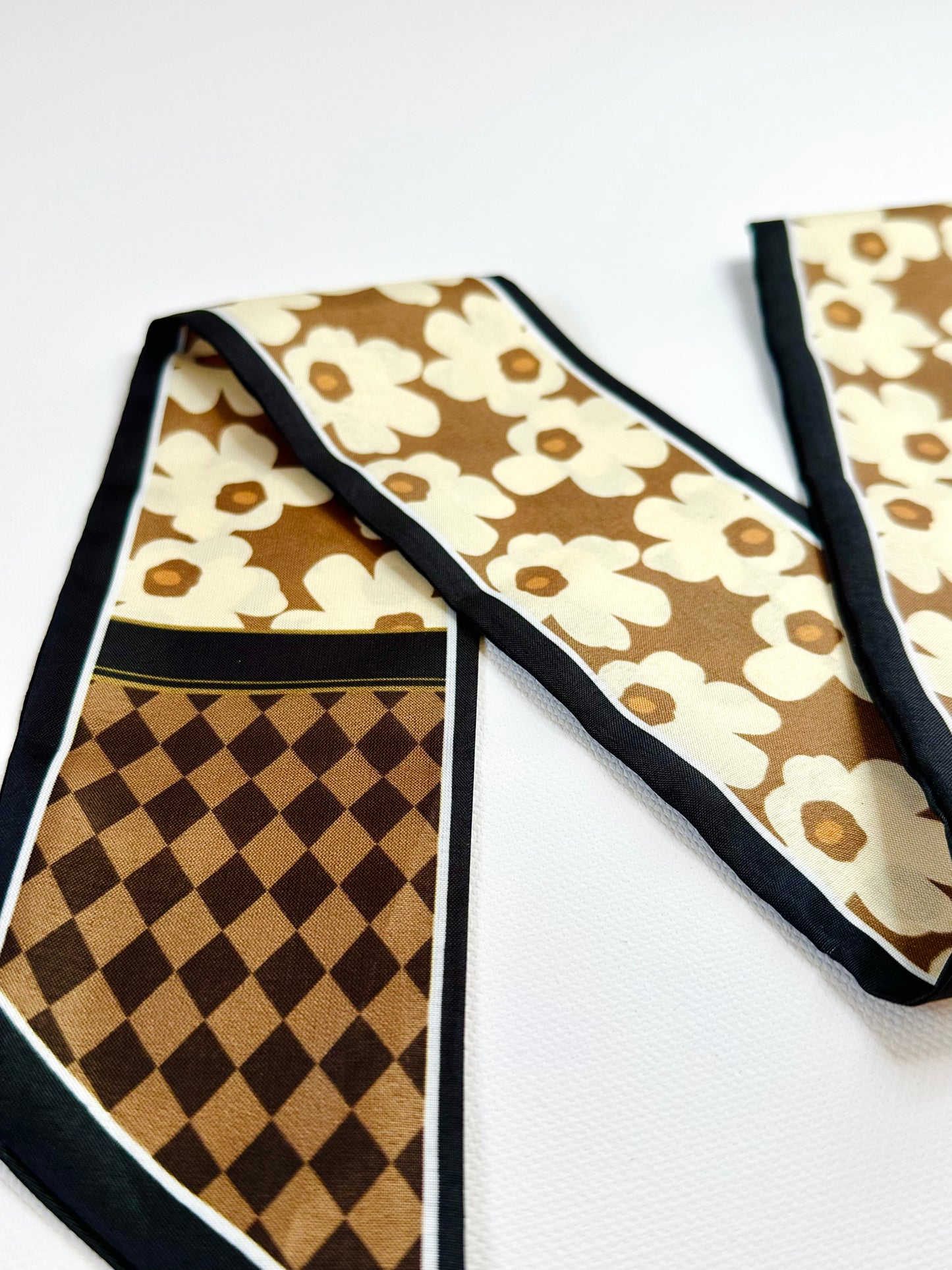 Ribbon scarf floral checkered